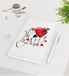 BK Gift Kişiye Özel Sevgililer Günü Beyaz Defter Kalem Seti-17