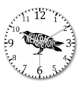 Nevermore Duvar Saati Bombeli Gercek Cam