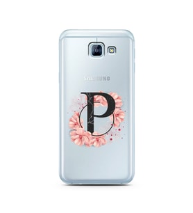 Pembe Çiçekli Harf Tasarım Süper Şeffaf Silikon Telefon Kılıfı Samsung A8 (2016)