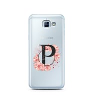 Pembe Çiçekli Harf Tasarım Süper Şeffaf Silikon Telefon Kılıfı Samsung A8 (2016)