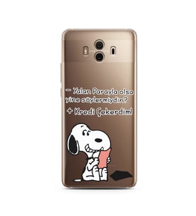Snoopy Tasarımlı Süper Şeffaf Silikon Telefon Kılıfı Huawei Mate 10 Pro 