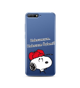 Snoopy Tasarımlı Süper Şeffaf Silikon Telefon Kılıfı Huawei Y6 2018