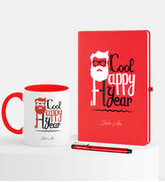 BK Gift Kişiye Özel Yılbaşı Noel Baba Temalı Kırmızı Defter Kalem Kupa Seti - 3