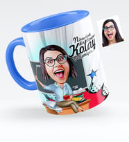 BK Gift Kişiye Özel Bayan Öğretmen Karikatürlü Mavi Kupa Bardak  2