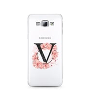 Pembe Çiçekli Harf Tasarım Süper Şeffaf Silikon Telefon Kılıfı Samsung A8 (2015)