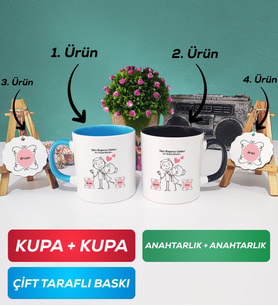 İkili Mavi Siyah Sen Başıma Gelen En Güzel Şeysin Sevgililer Günü Hediyesi Kupa Bardak Anahtarlık Hediye Seti