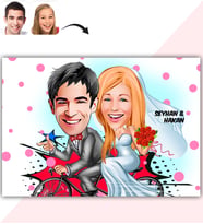 BK Gift Kişiye Özel Evleniyoruz Karikatür Baskılı Yaş Pasta İçin Yenilebilir Şekerli Kağıt  3(Sadece Kağıt)