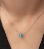 Papatya Silver Yuvarlak Gök Mavisi Fasetli Yüzey Gümüş Kolye