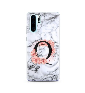 Mermer Çiçekli Harf Tasarım Süper Şeffaf Silikon Telefon Kılıfı Huawei P30 Pro Q