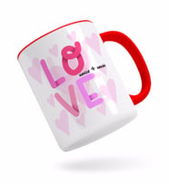 BK Gift Kişiye Özel Love Tasarımlı Kırmızı Kupa Bardak-4