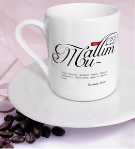 BK Gift Kişiye Özel Mânâ Muallim Türk Kahvesi Fincanı (Beyaz)