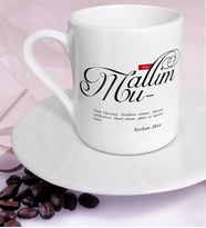 BK Gift Kişiye Özel Mânâ Muallim Türk Kahvesi Fincanı (Beyaz)