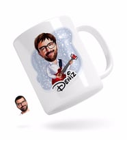 BK Gift Kişiye Özel Erkek Gitarist Karikatürlü Beyaz Kupa Bardak-2