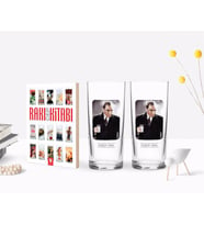 BK Gift Kişiye Özel Renkli Baskılı Atatürk Temalı İkili Rakı Bardağı ve Rakı Cep Kitabı Hediye Seti-33 (Model 1)
