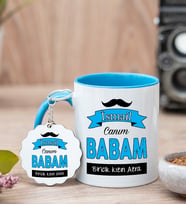 Canım Babam Mavi Kupa Bardak Ve Anahtarlık Set
