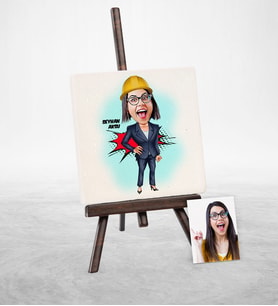 BK Gift Kişiye Özel Mühendis Karikatür Şovaleli Doğal Taş  2