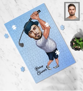 Kişiye Özel Golfçü Karikatürlü A4 99 Parça Puzzle Bay-2