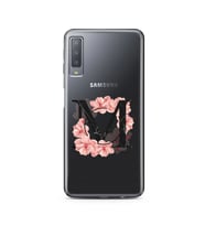 Pembe Çiçekli Harf Tasarım Süper Şeffaf Silikon Telefon Kılıfı Samsung A7 (2017)