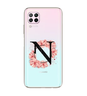 Pembe Çiçekli Harf Tasarım Süper Şeffaf Silikon Telefon Kılıfı Huawei P40 Lite N
