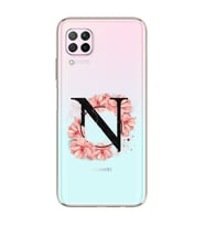 Pembe Çiçekli Harf Tasarım Süper Şeffaf Silikon Telefon Kılıfı Huawei P40 Lite N