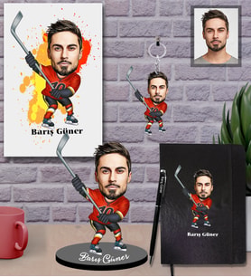 Kişiye Özel Sporcu Karikatürlü 5 li Hediye Seti Bay-3