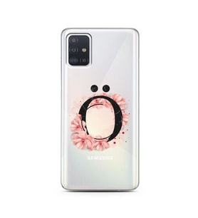 Pembe Çiçekli Harf Tasarım Süper Şeffaf Silikon Telefon Kılıfı Samsung A51 Ö-Har