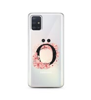 Pembe Çiçekli Harf Tasarım Süper Şeffaf Silikon Telefon Kılıfı Samsung A51 Ö-Har