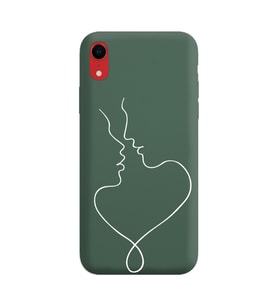 Iphone XR Çizgi Tasarımlı Koyu Yeşil Lansman Telefon Kılıfı