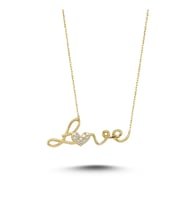 Milades 14 Ayar Altın  Altın Love Kolye