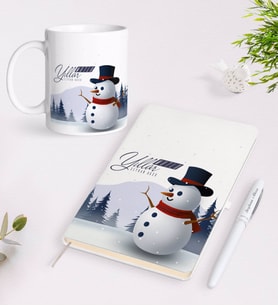 BK Gift Kişiye Özel Yılbaşı Mutlu Yıllar Beyaz Defter Kalem ve Kupa Seti-19 (Model 1)