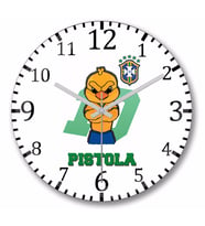 Canarinho Pistola Duvar Saati Bombeli Gercek Cam
