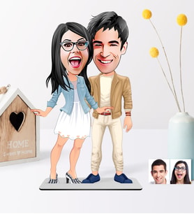 BK Gift Kişiye Özel Sevgililer Karikatürlü Ahşap Biblo - 8