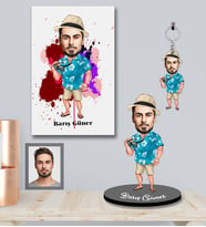 Kişiye Özel Erkek Karikatürlü 3 lü Hediye Seti Model-11