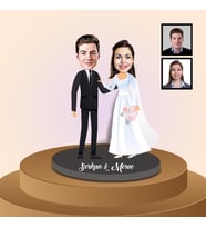 eJOYA Kişiye Özel Karikatürlü Gelin ve Damat Ahşap Biblo 91312