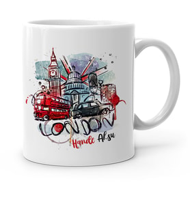 BK Gift Kişiye Özel London Tasarımlı Beyaz Kupa Bardak  1