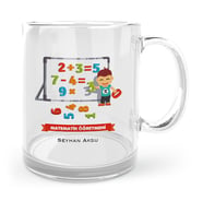 BK Gift Kişiye Özel Matematik Öğretmeni Cam Kupa Bardak  5