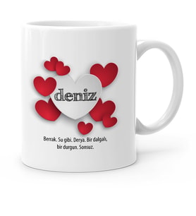 BK Gift Kişiye Özel Sevgili İsim Anlamı Beyaz Kupa Bardak  1
