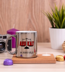 Avukat Ahşap Altlıklı Mumlu Silver Kupa Bardak