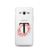Pembe Çiçekli Harf Tasarım Süper Şeffaf Silikon Telefon Kılıfı Samsung Core 2 T-