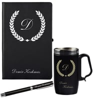 Kişiye Özel Hazırlanmış Hediye Siyah Defter Kalem Ve Termos - Mug Seti