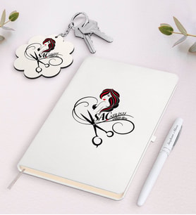 BK Gift Kişiye Özel Saç Stilisti Beyaz Defter Kalem ve Anahtarlık Hediye Seti-4 (Model 1)