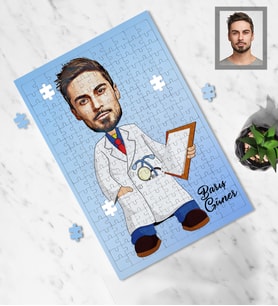 Kişiye Özel Doktor Tasarımlı Karikatür A3 240 Parça Puzzle Bay-1