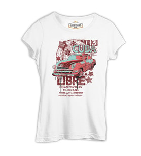 Küba - Araba Beyaz Kadın Tshirt
