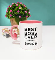 Patrona Best Boss Ever Tasarımlı Patron Kupa Bardak Pembe