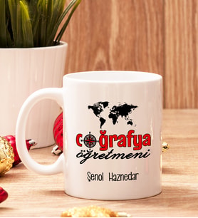 Coğrafya Öğretmenine Hediye Beyaz Kupa Bardak