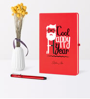 BK Gift Kişiye Özel Yılbaşı Noel Baba Temalı Kırmızı Defter Kalem Seti - 3