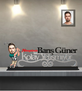 Kişiye Özel Golfçü Karikatürlü Kolay Yetişmiyor Ahşap Biblo Bay-1