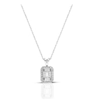 0.10 Ct Modern Tasarım Baget Kare Tektaş Kolye