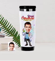 BK Gift Kişiye Özel Bay Kimya Öğretmeni Karikatürlü Çelik Termos Bardak - 3