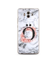 Mermer Çiçekli Harf Tasarım Süper Şeffaf Silikon Telefon Kılıfı Huawei Mate 10 P